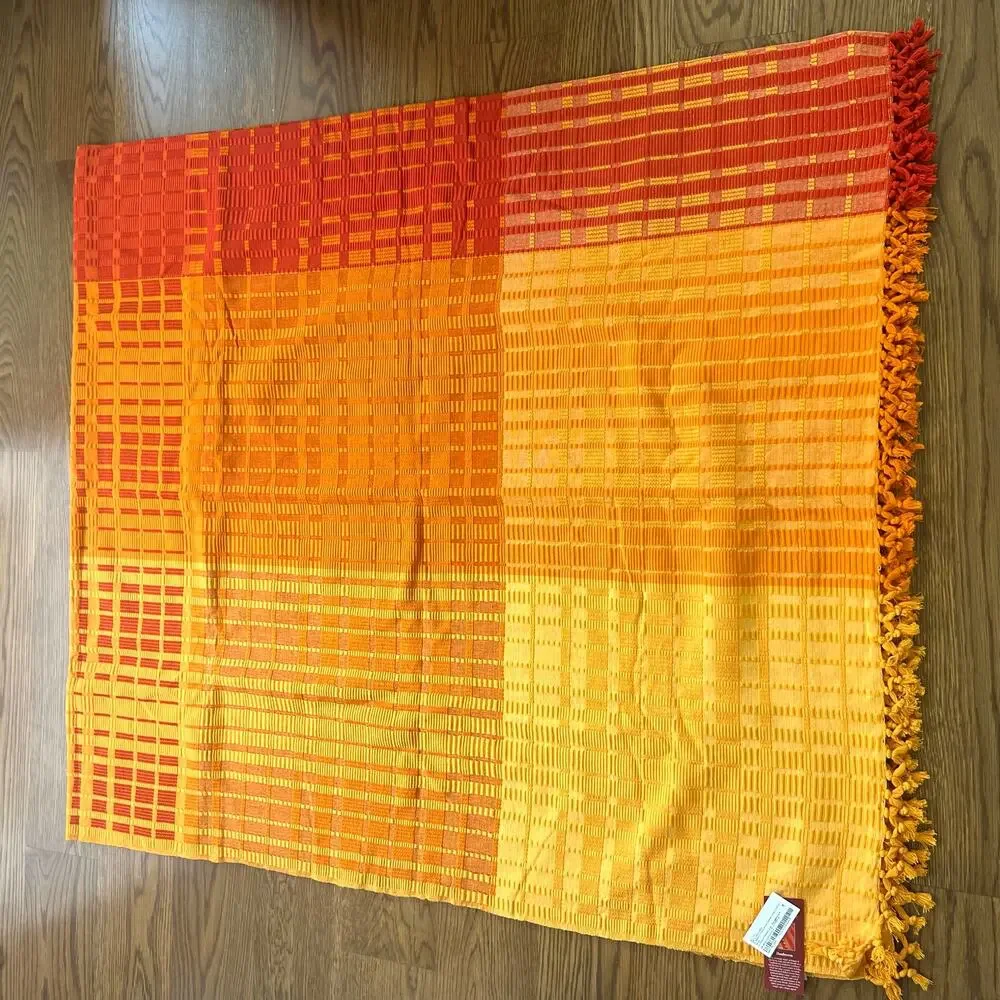 Fabindia mustard red handcrafted coverlet